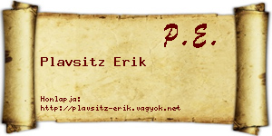 Plavsitz Erik névjegykártya